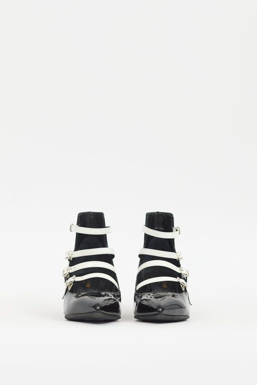 Saint Laurent Black & White Patent Strappy  Pump