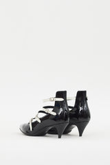 Saint Laurent Black & White Patent Strappy  Pump