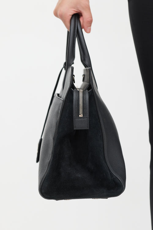 Saint Laurent Black Leather & Suede Cabas Rive Gauche Bag