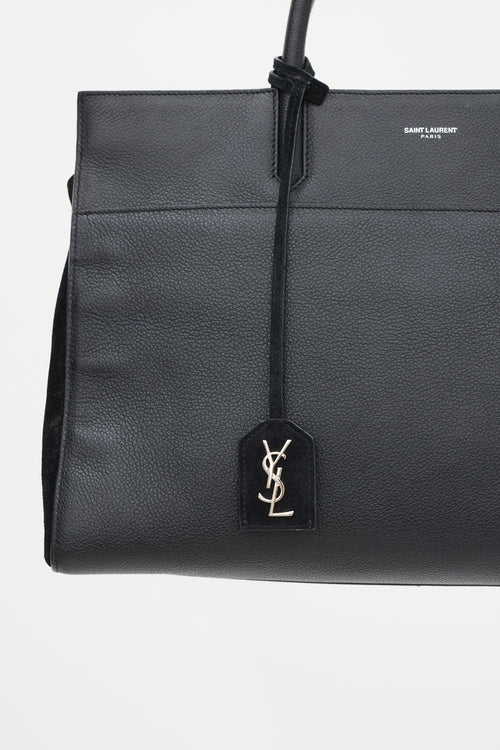 Saint Laurent Black Leather & Suede Cabas Rive Gauche Bag