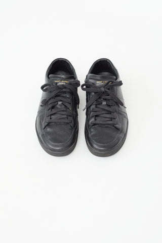 Saint Laurent Black Perforated Leather Court Classic SL/10 Sneaker