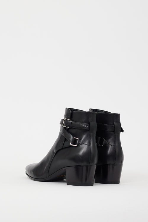 Saint Laurent Black Leather Jodhpur Ankle Boot