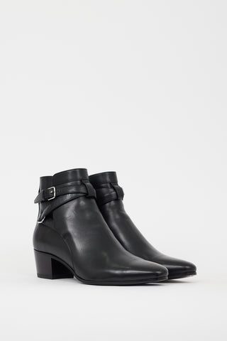 Saint Laurent Black Leather Jodhpur Ankle Boot