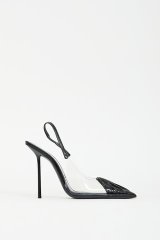 Saint Laurent Black Patent Leather & PVC Riqua 115mm Pump