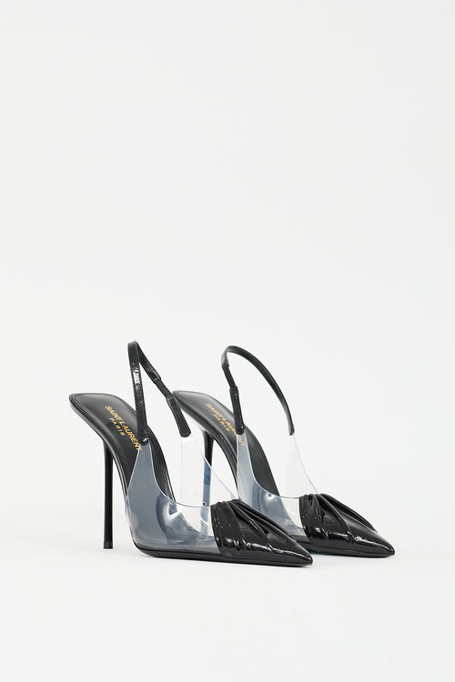 Saint Laurent Black Patent Leather & PVC Riqua 115mm Pump