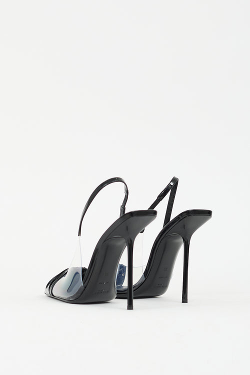 Saint Laurent Black Patent Leather & PVC Riqua 115mm Pump