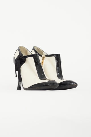 Saint Laurent White & Black Leather Ankle Boot