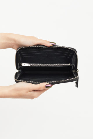 Saint Laurent Black Leather Zip Long Wallet