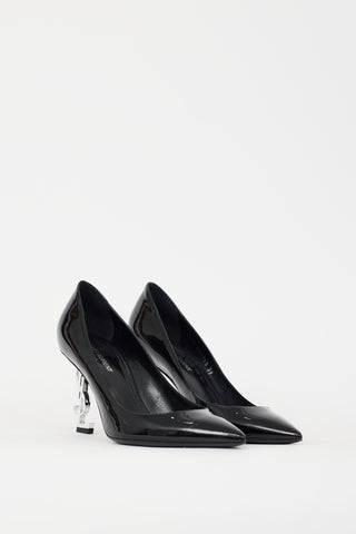 Saint Laurent Black & Silver Opyum Logo Heel