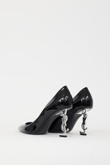 Saint Laurent Black & Silver Opyum Logo Heel