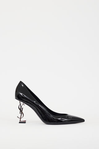 Saint Laurent Black & Silver Opyum Logo Heel