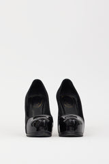 Saint Laurent Black Patent Leather & Suede Platform Pump