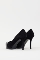Saint Laurent Black Patent Leather & Suede Platform Pump