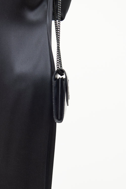 Saint Laurent Black Cassandre Chain Wallet Bag