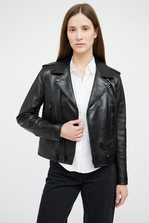 Saint Laurent Black Leather Moto Jacket