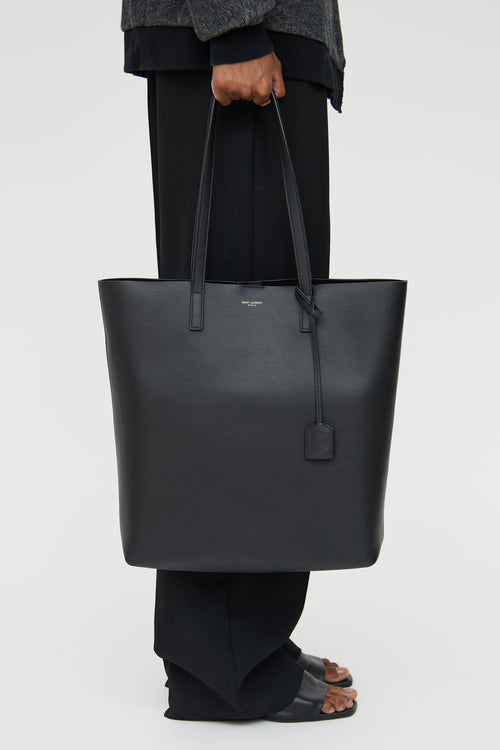 Saint Laurent Black Leather Shopping Tote Bag