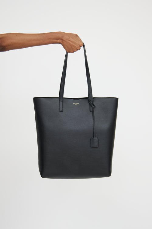 Saint Laurent Black Leather Shopping Tote Bag