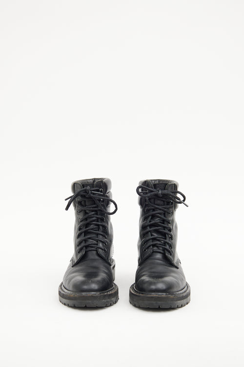 Saint Laurent Black Leather Combat Boot