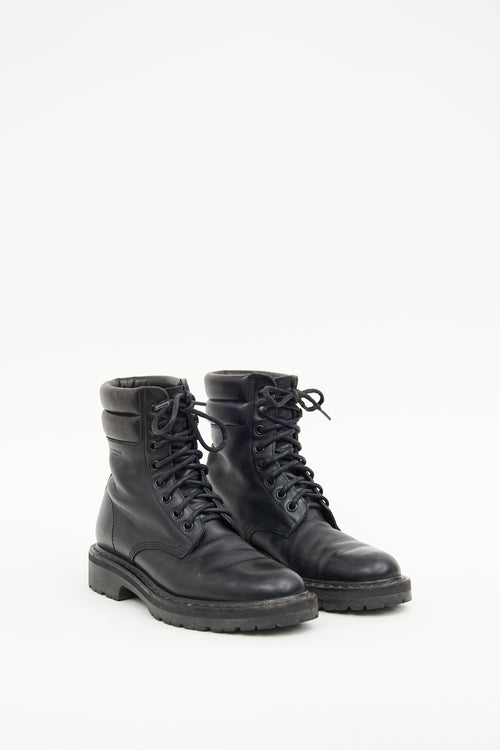 Saint Laurent Black Leather Combat Boot