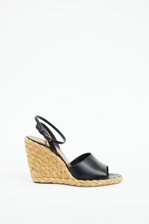 Saint Laurent Black Paloma Braided Wedge