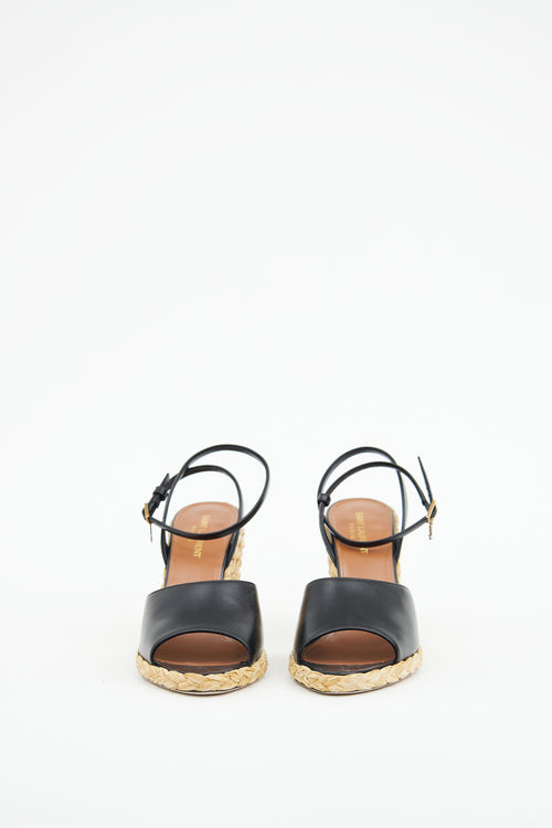 Saint Laurent Black Paloma Braided Wedge