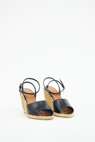 Saint Laurent Black Paloma Braided Wedge