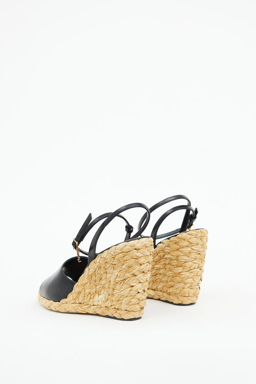 Saint Laurent Black Paloma Braided Wedge