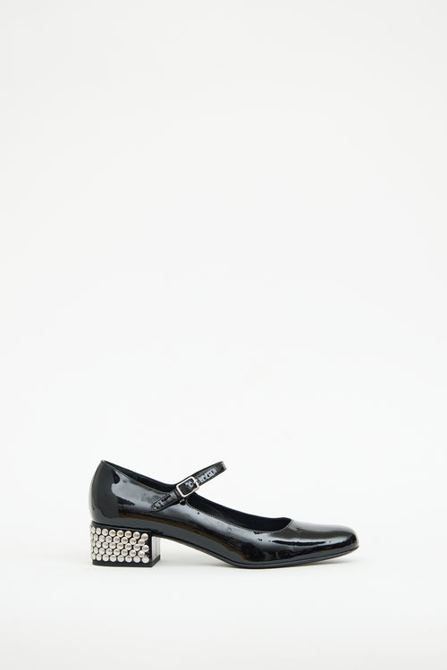 Saint Laurent Black Patent & Studded Mary Jane Pump