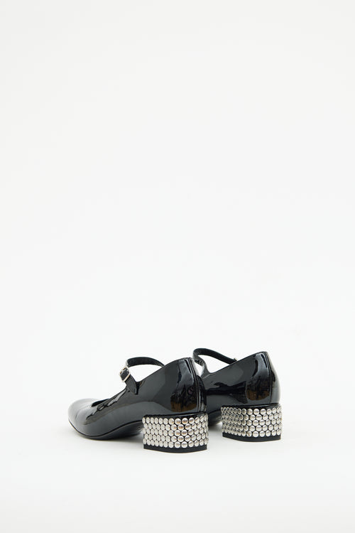 Saint Laurent Black Patent & Studded Mary Jane Pump