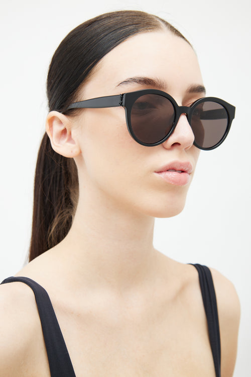 Saint Laurent Black Round SL M31 001 Sunglasses
