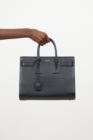 Saint Laurent Black Leather Sac De Jour Bag