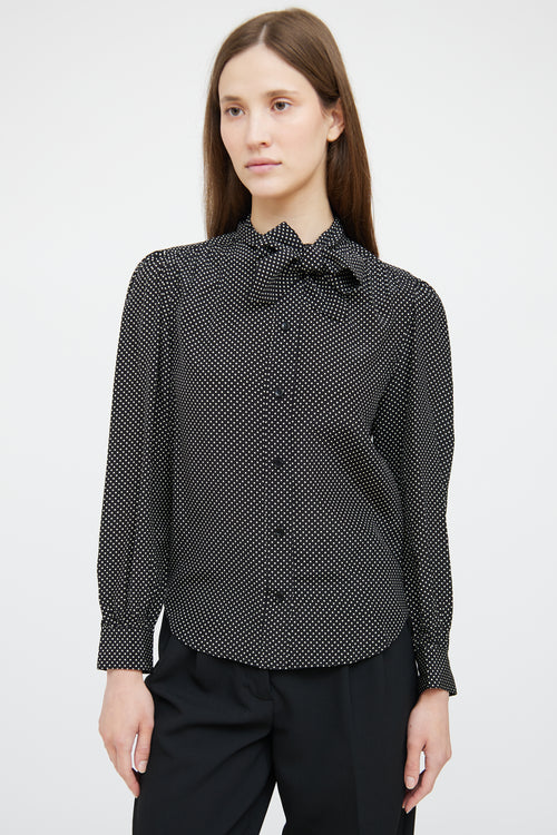 Saint Laurent Black & White Polka Dot Top