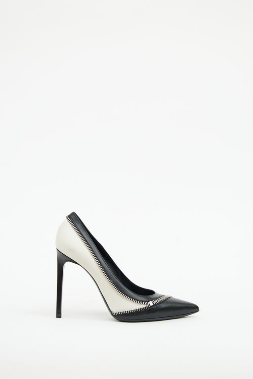 Saint Laurent Black & White Zip Heel