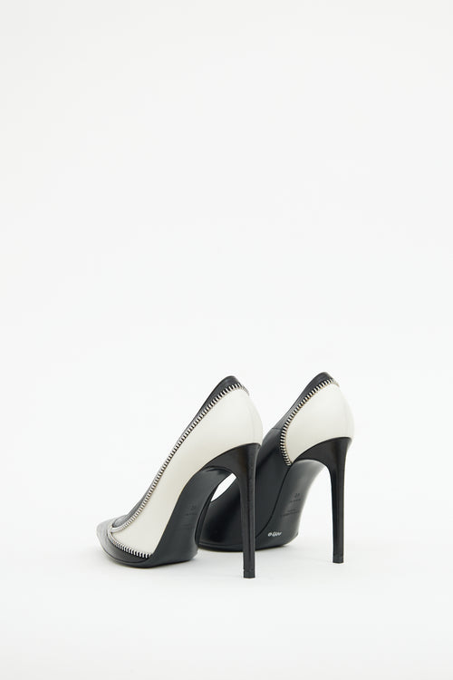 Saint Laurent Black & White Zip Heel