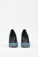 Saint Laurent Blue Denim Paris Pump