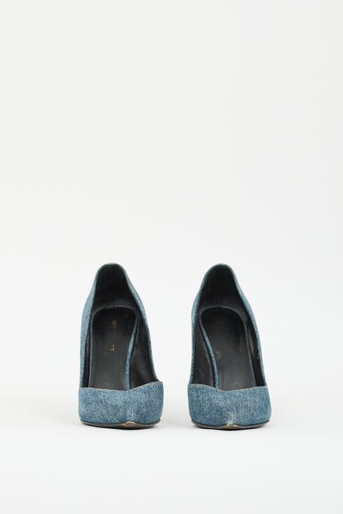 Saint Laurent Blue Denim Paris Pump