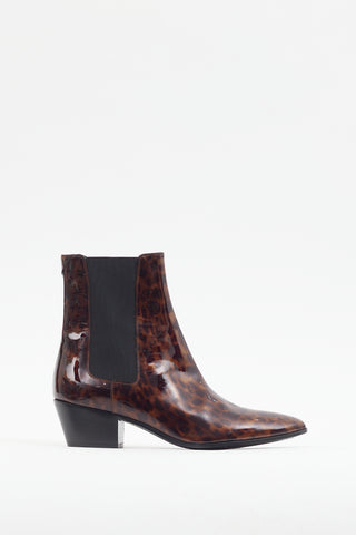 Saint Laurent Brown & Black Patent Leather Printed Boot