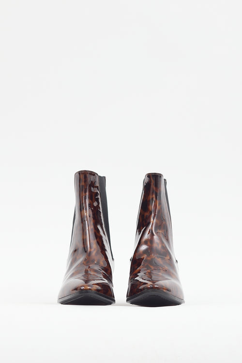 Saint Laurent Brown & Black Patent Leather Printed Boot