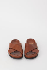 Saint Laurent Brown Leather Criss Cross Sandals