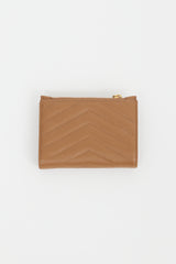 Saint Laurent Brown Leather Embossed Cassandre Matelassé Bifold Wallet