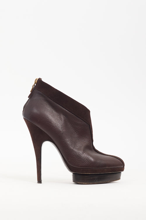 Saint Laurent Brown Leather & Suede Platform Boot