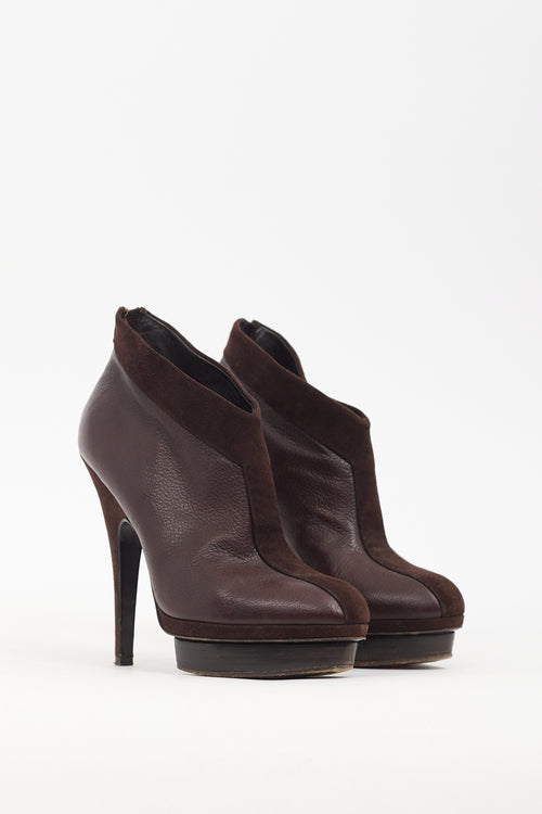 Saint Laurent Brown Leather & Suede Platform Boot