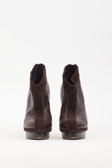 Saint Laurent Brown Leather & Suede Platform Boot
