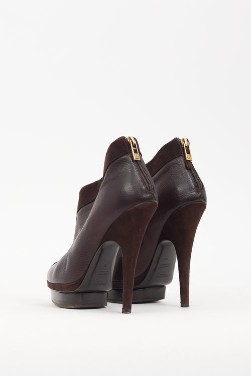 Saint Laurent Brown Leather & Suede Platform Boot