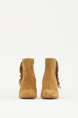 Saint Laurent Beige Suede Babies 70 Fringe Boot