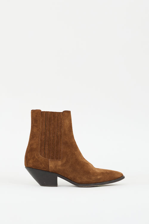 Saint Laurent Brown Suede West 45 Chelsea Ankle Boot