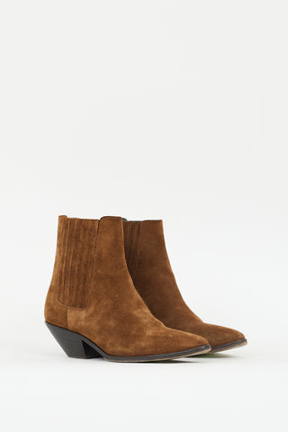 Saint Laurent Brown Suede West 45 Chelsea Ankle Boot