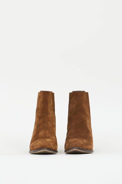 Saint Laurent Brown Suede West 45 Chelsea Ankle Boot