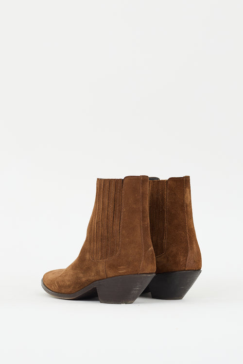 Saint Laurent Brown Suede West 45 Chelsea Ankle Boot