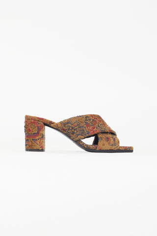 Saint Laurent Brown & Red Marrakech Woven Sandal